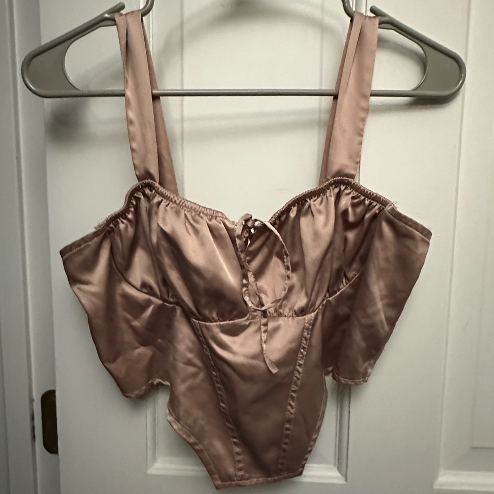 Crave Fame Blush Satin Corset Top